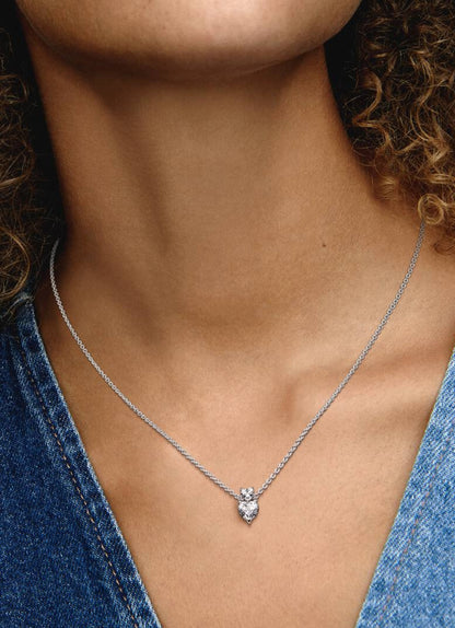 Double Heart Pendant Sparkling Collier Necklace