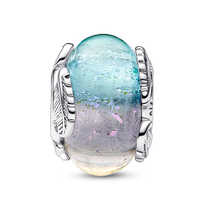 Multicolour Murano Glass & Curved Feather Charm