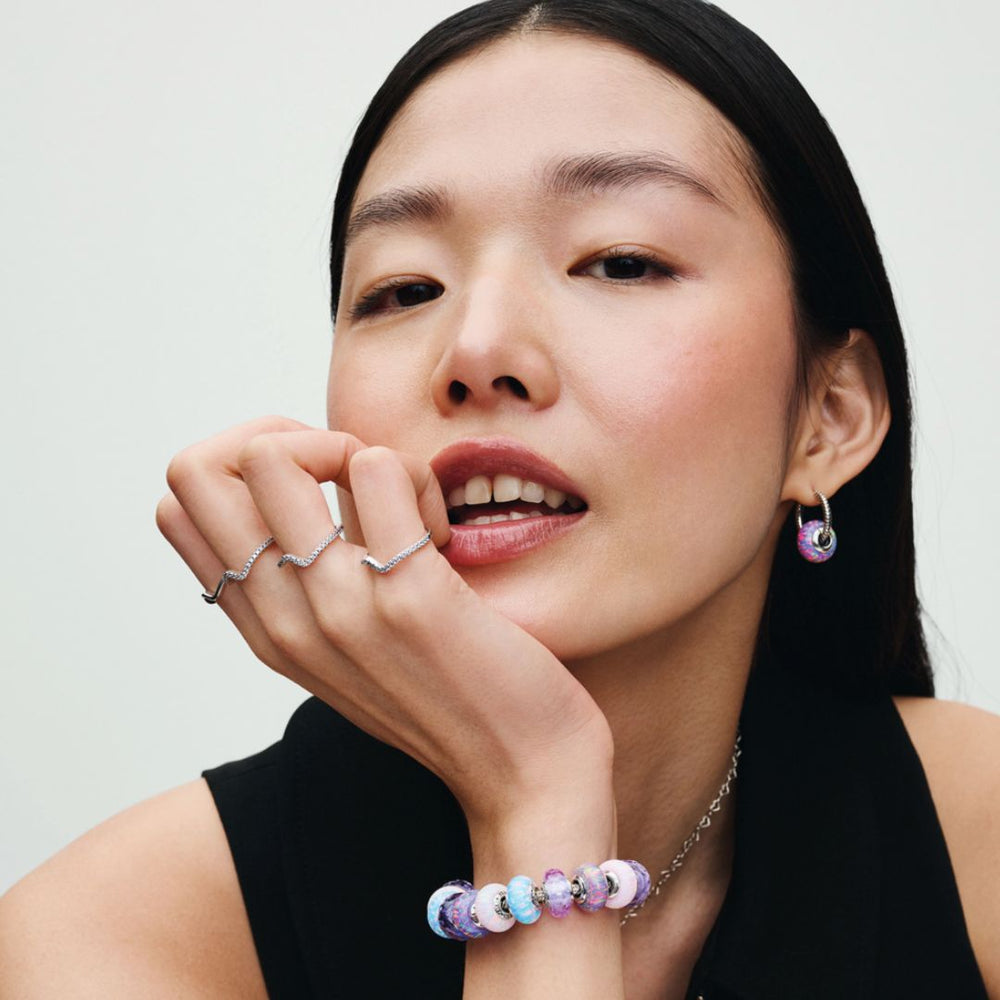 Pandora Moments Lavender Murano Glass Charm Silver