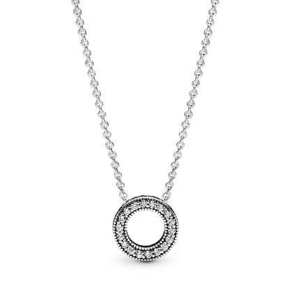 PANDORA logo reversible silver collier with clear cubic zirconia
