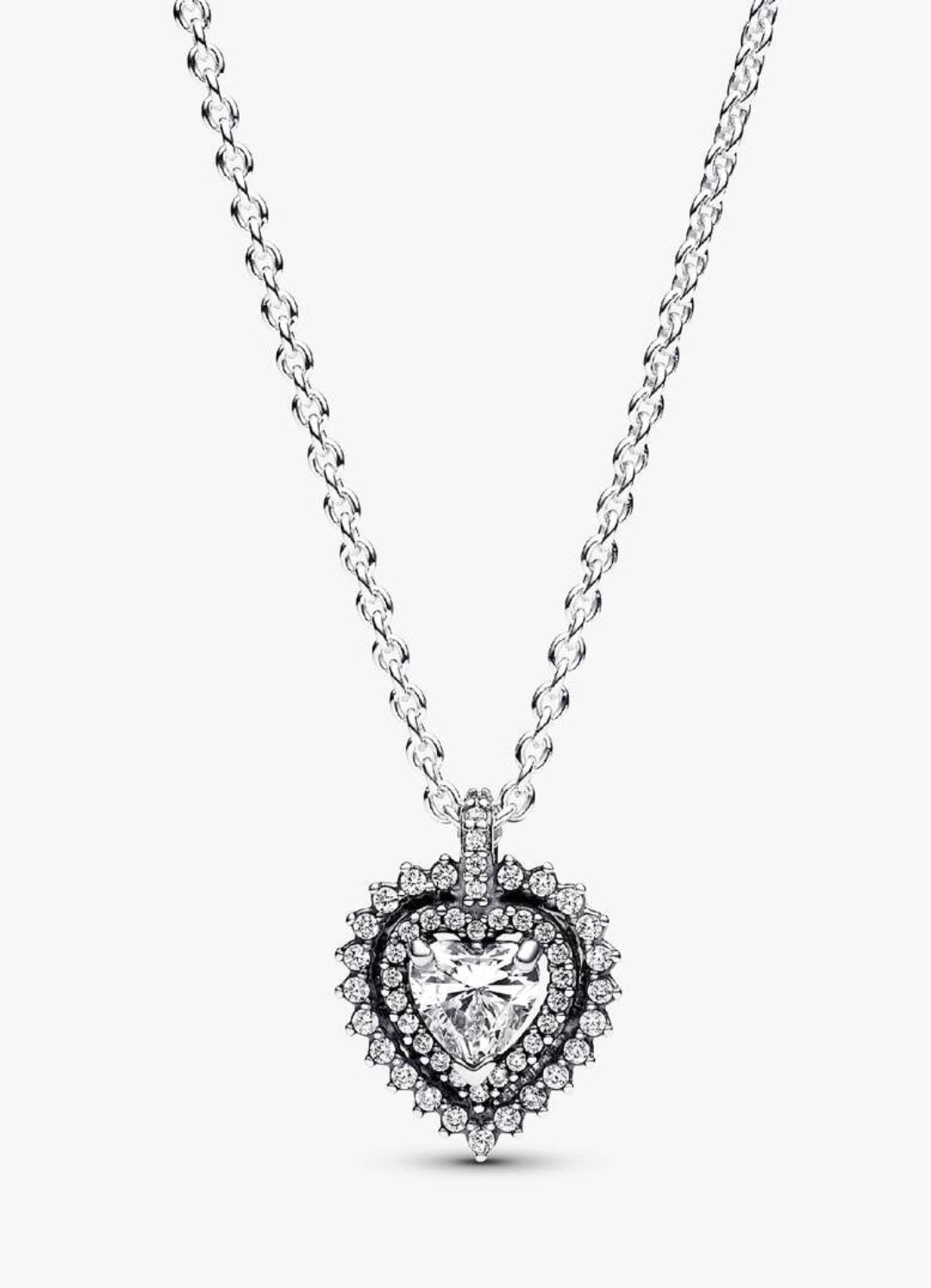 Sparkling Heart Halo Pendant Necklace