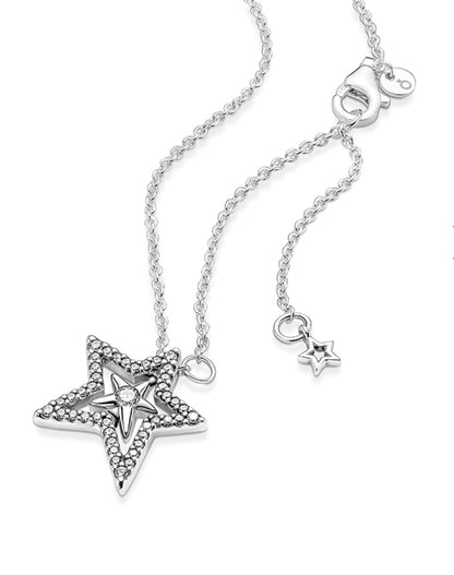 Pave Asymmetric Star Collier Necklace