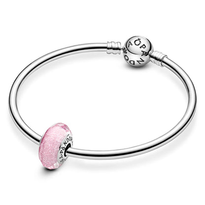 silver bead Pink Sparkling Glass