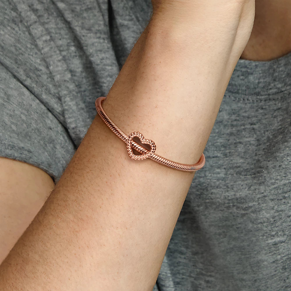 Beaded heart 14k rose gold-plated charm