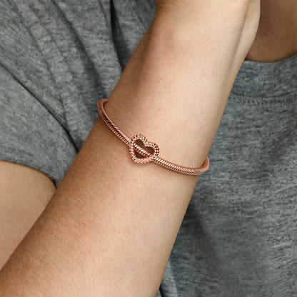 Beaded heart 14k rose gold-plated charm
