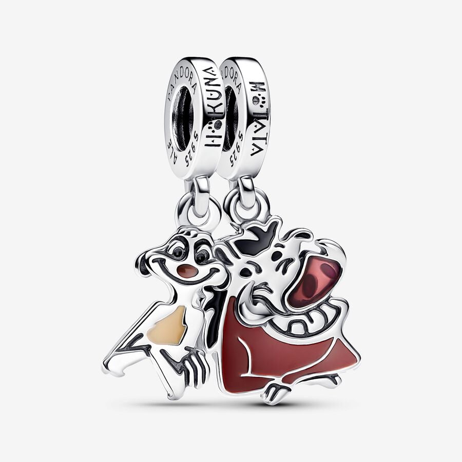 Separable beads Timon and Pumba from The Lion King, silver, enamel
