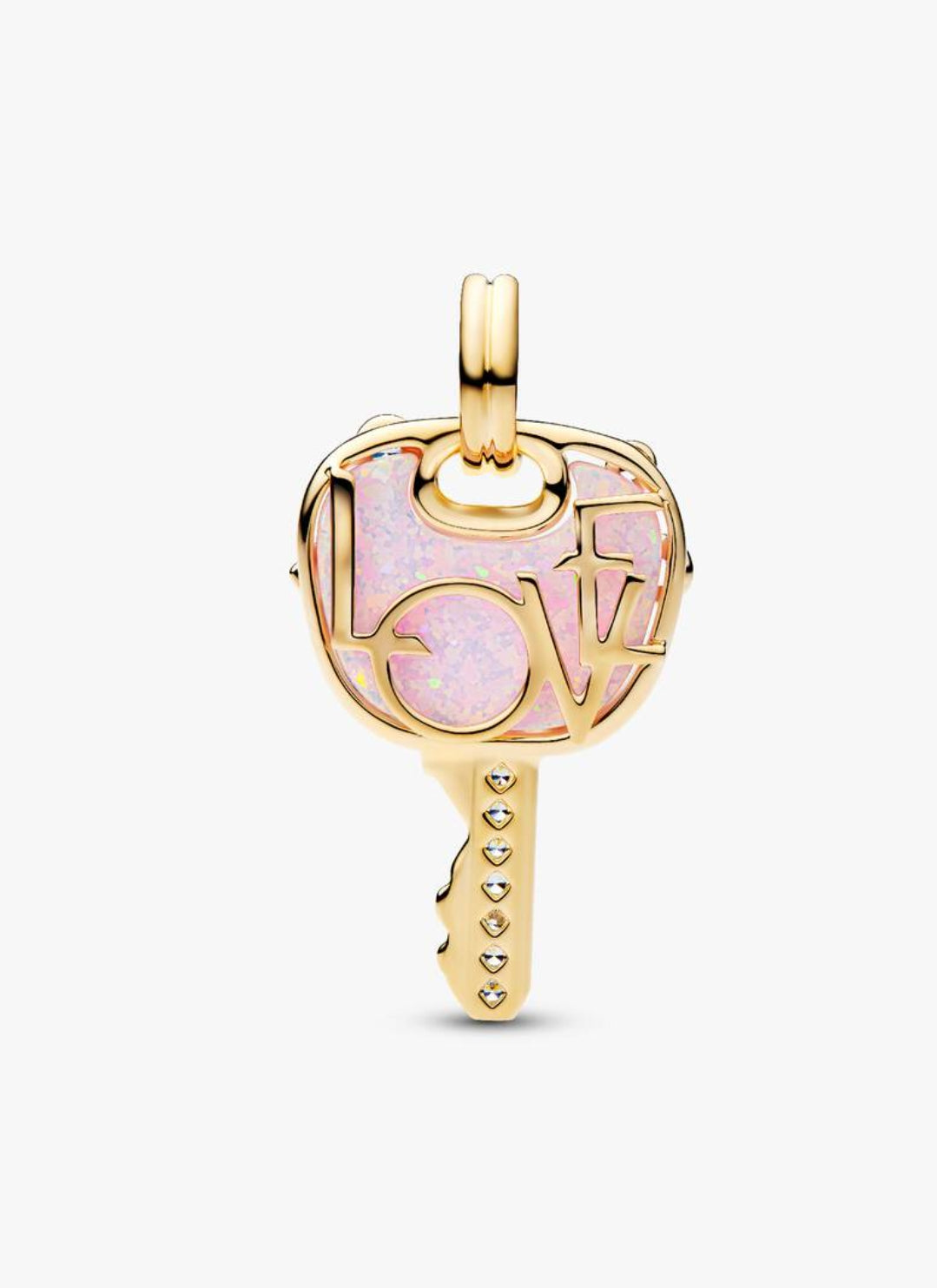 Opalescent Pink Love Key Large Dangle Charm