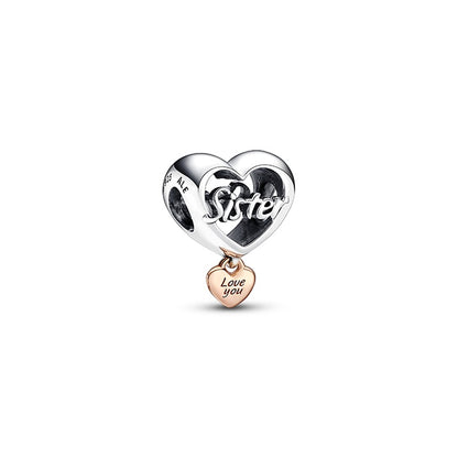 Love You Sister Heart Charm