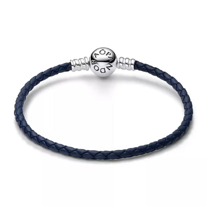 Blue leather bracelet