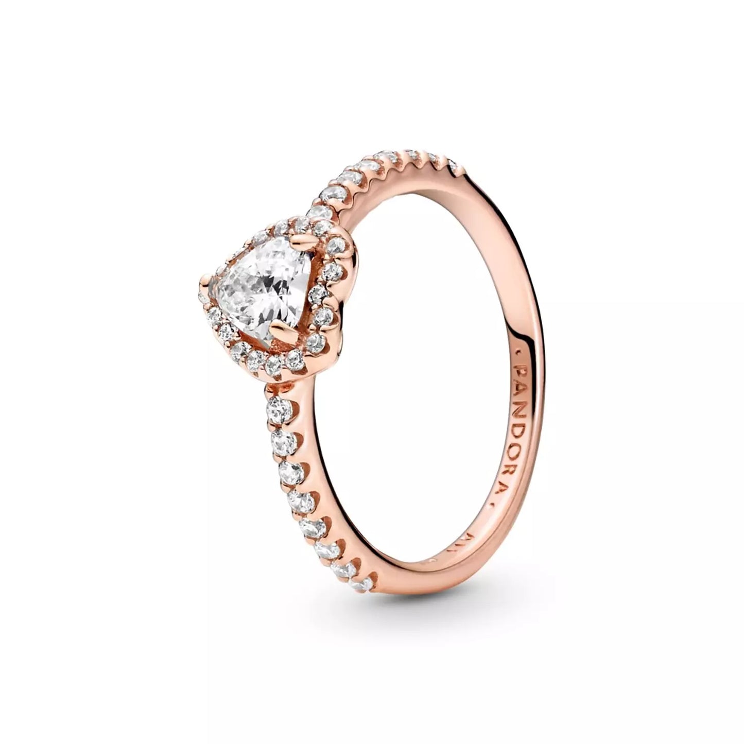 Heart 14k rose gold-plated ring with clear cubic zirconia and twilight crystal