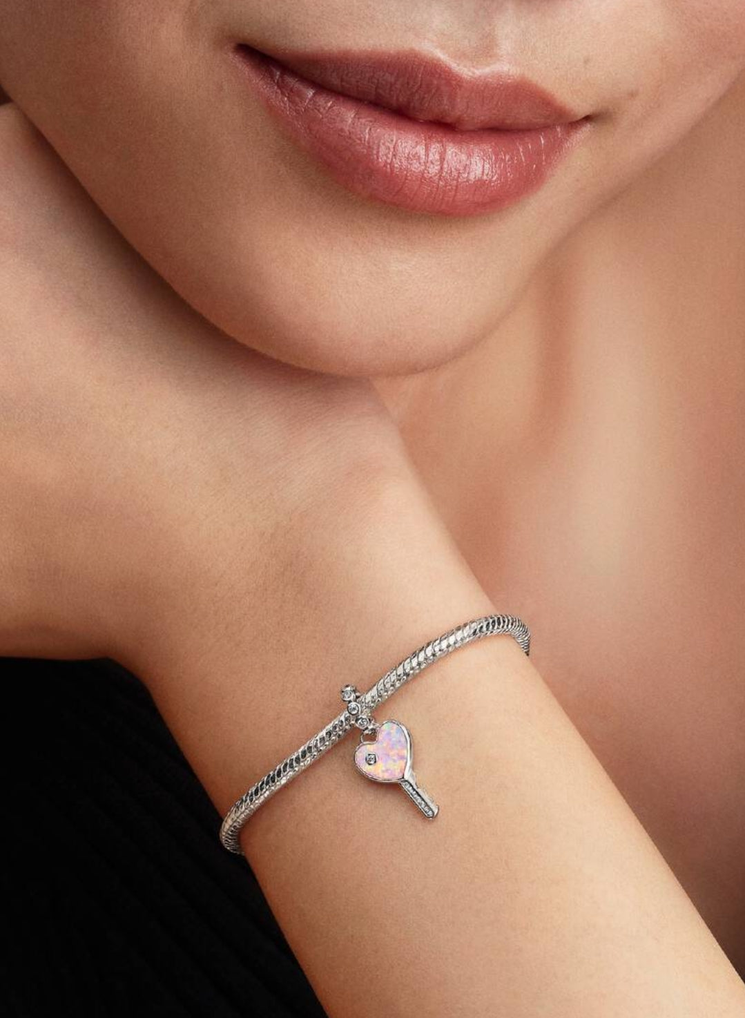 Opalescent Heart Key Dangle Charm