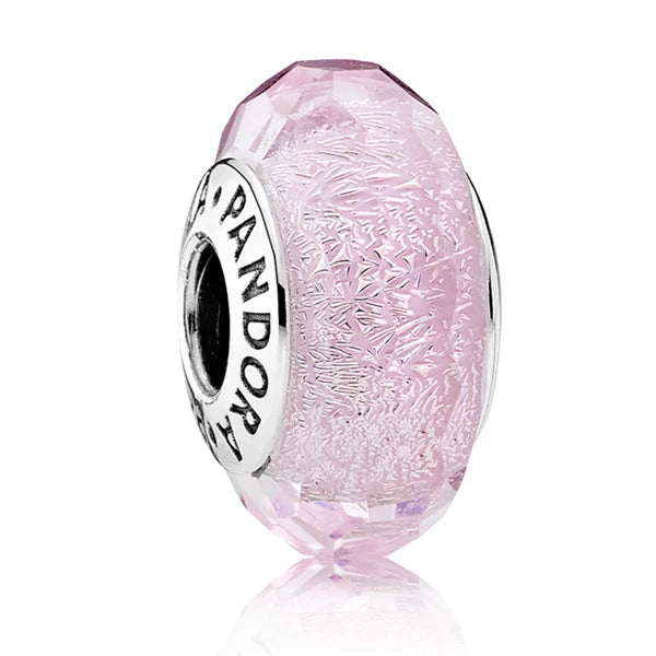 silver bead Pink Sparkling Glass