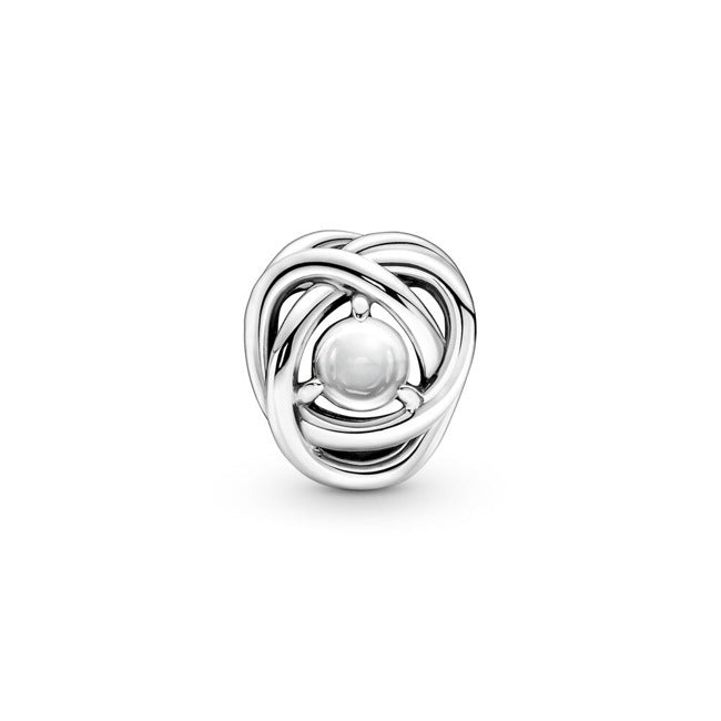 June White Mother of Pearl Eternity Circle Charm