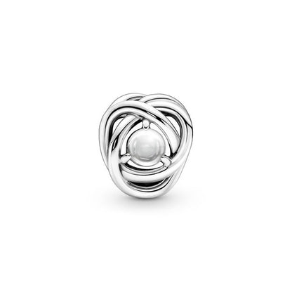 June White Mother of Pearl Eternity Circle Charm