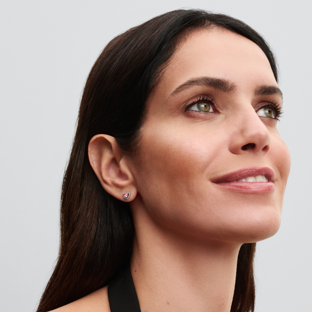 Elevated Pink Heart Stud Earrings