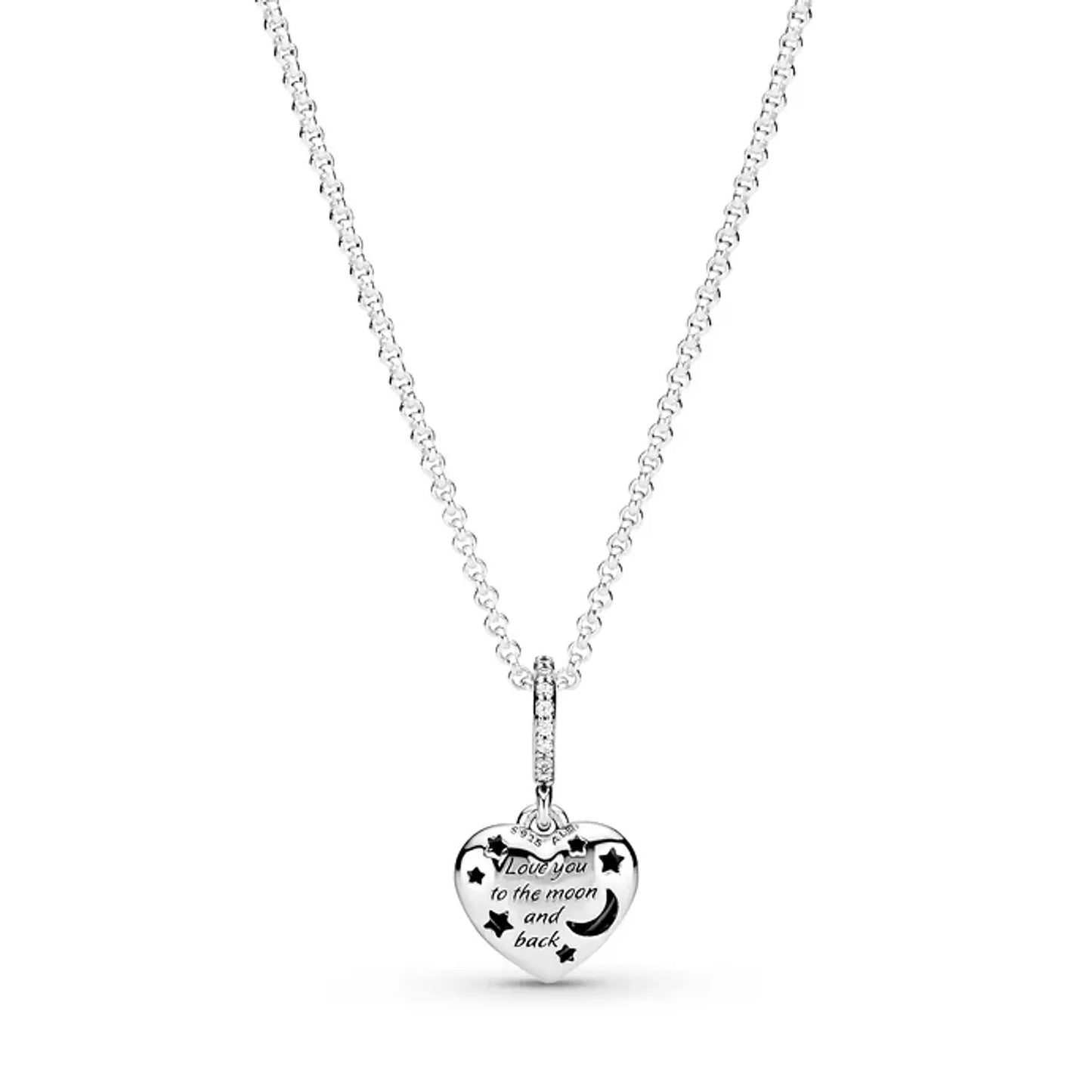 Heart sterling silver necklace with skylight blue, icy blue crystal and clear cubic zirconia