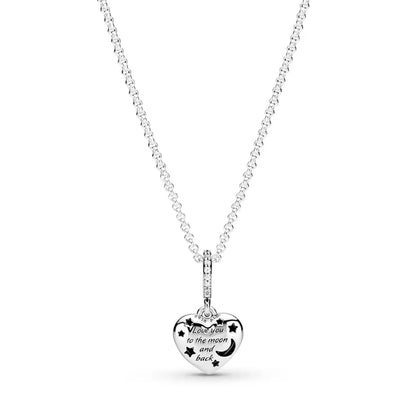 Heart sterling silver necklace with skylight blue, icy blue crystal and clear cubic zirconia