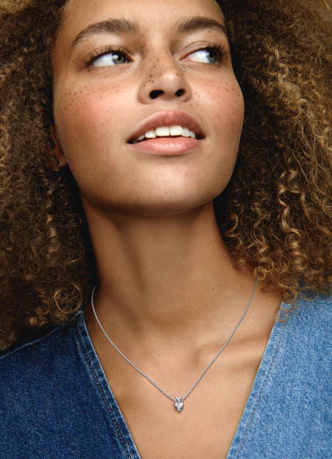 Double Heart Pendant Sparkling Collier Necklace