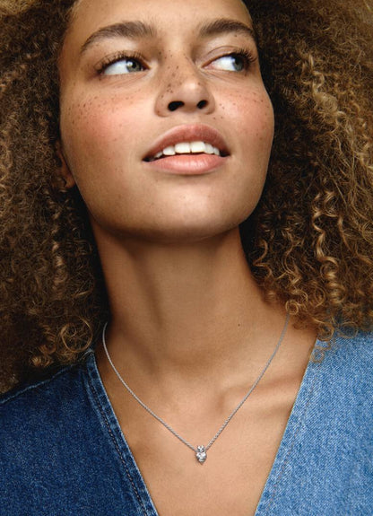 Double Heart Pendant Sparkling Collier Necklace