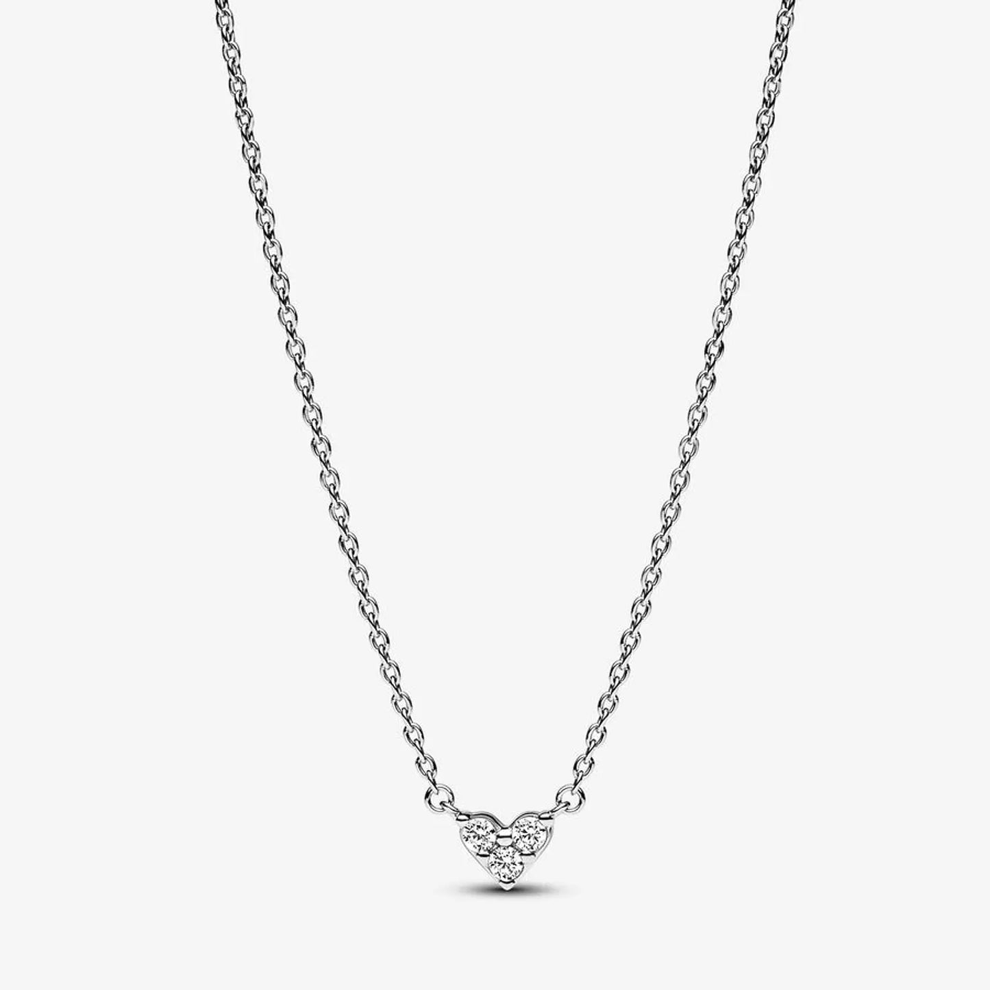 Heart sterling silver collier with clear cubic zirconia