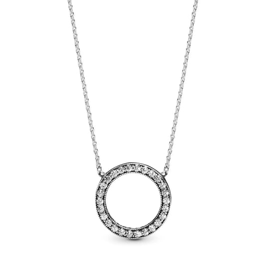 PANDORA logo reversible silver collier with clear cubic zirconia