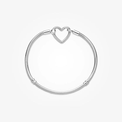 Pandora Moments Heart Closure Snake Chain Bracelet