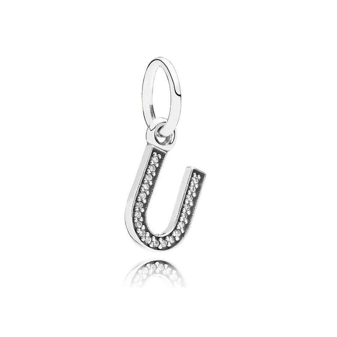 Letter U Clear Cubic Zirconia Charm
