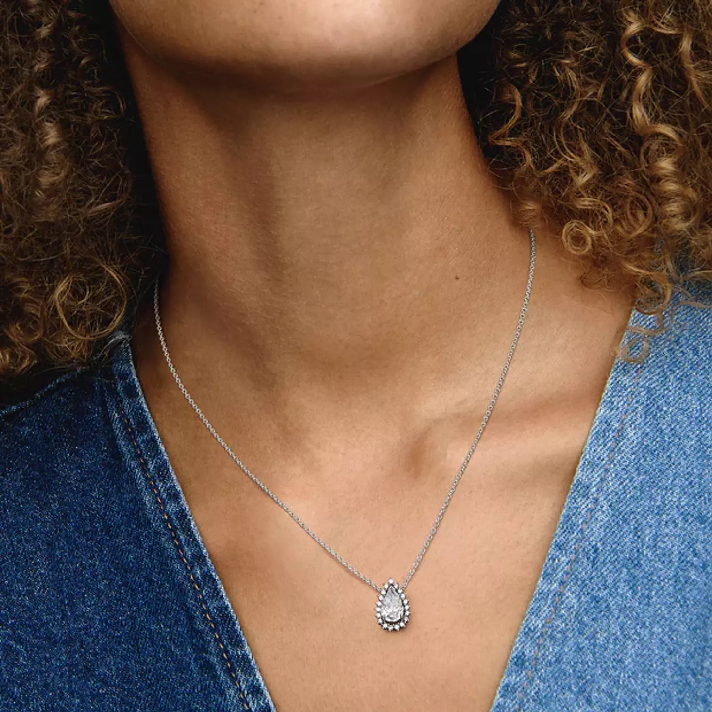 Sterling silver collier with clear cubic zirconia