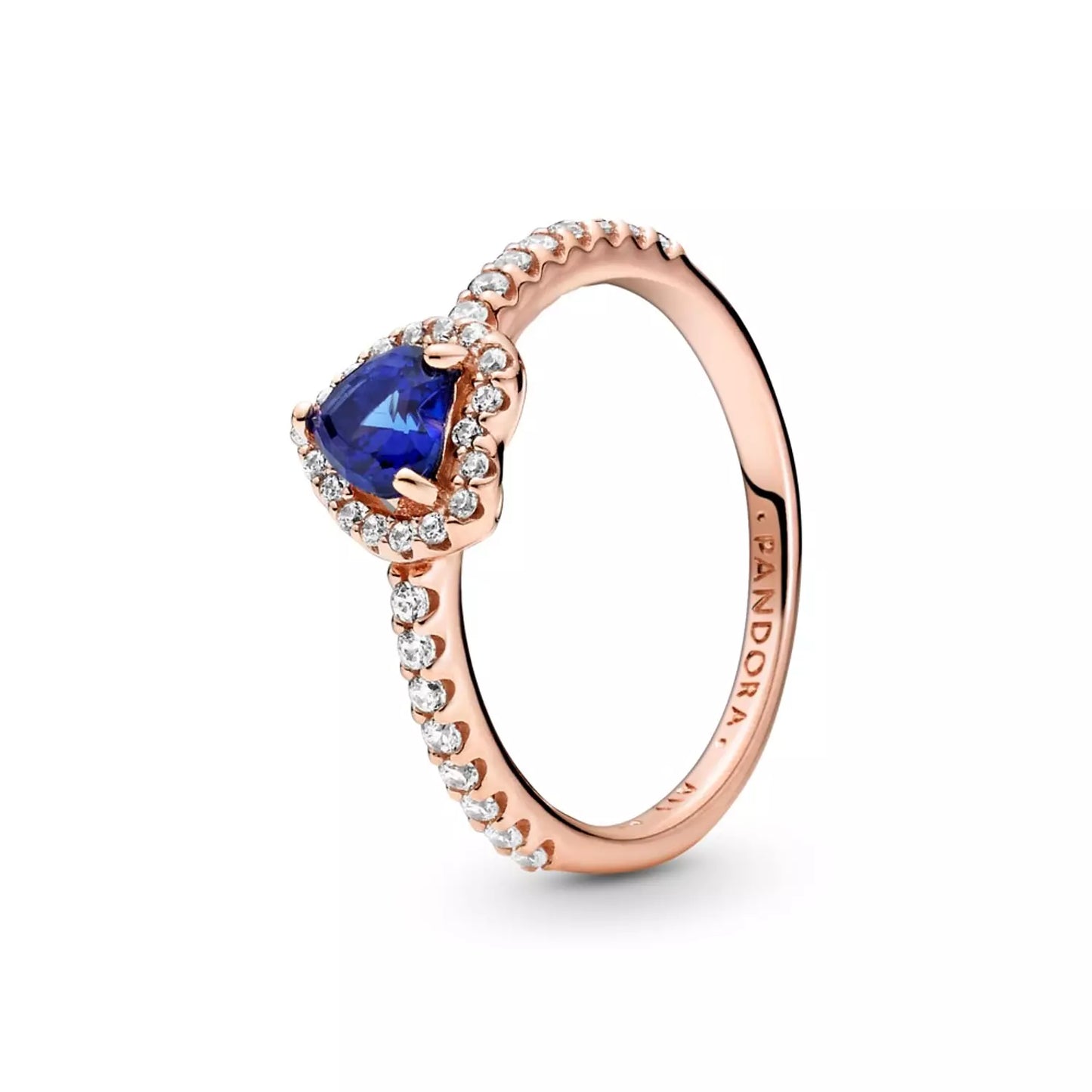 Heart 14k rose gold-plated ring with clear cubic zirconia and twilight crystal