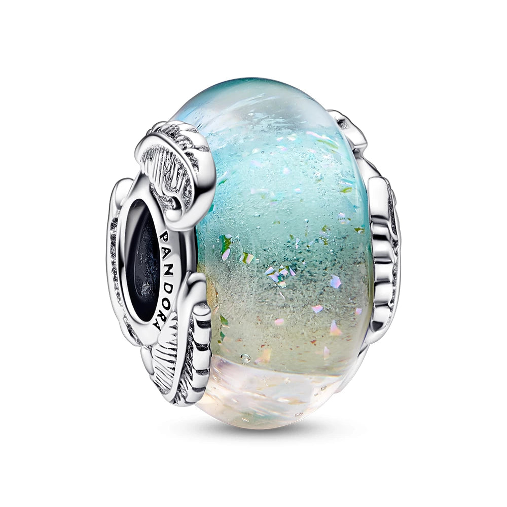 Multicolour Murano Glass & Curved Feather Charm