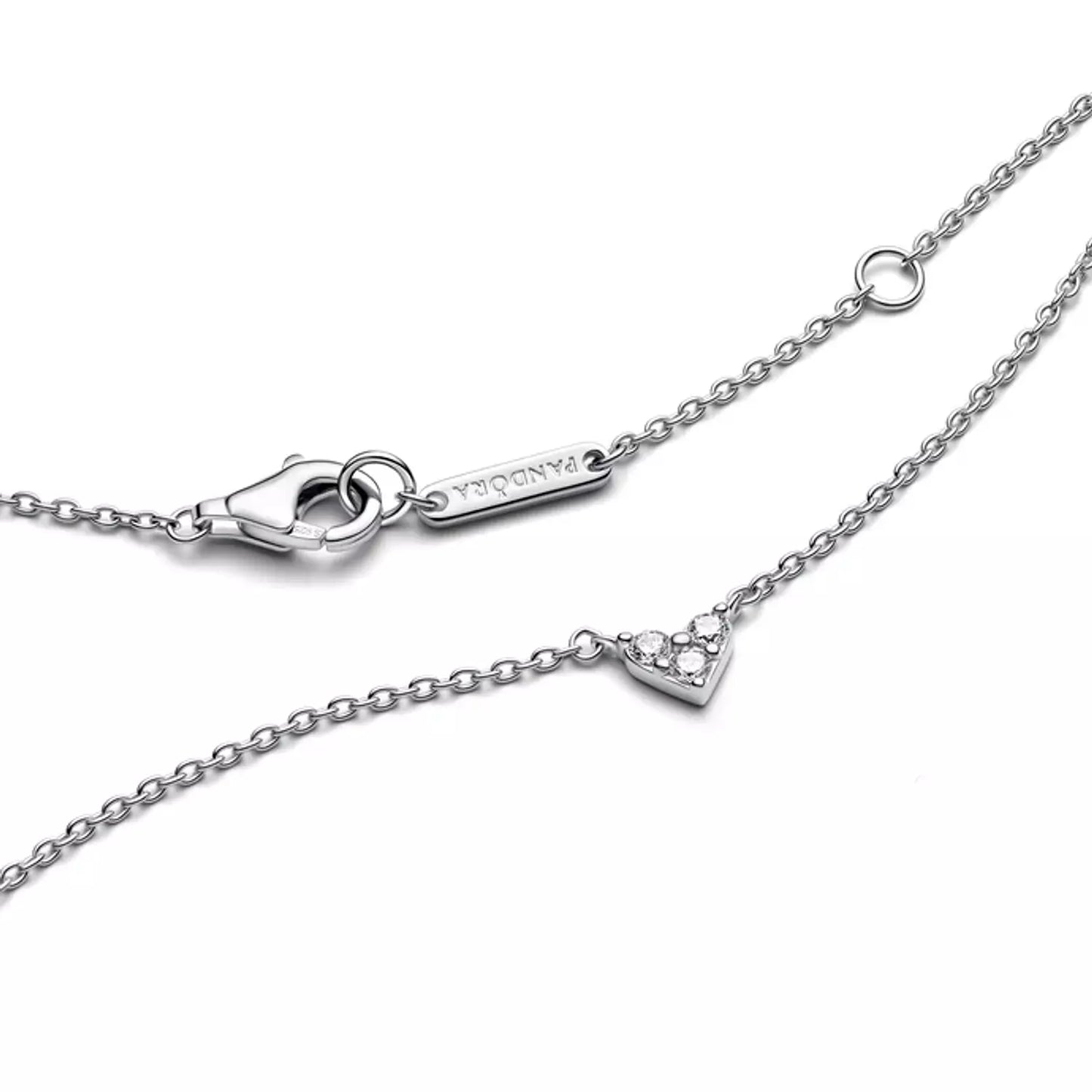 Heart sterling silver collier with clear cubic zirconia