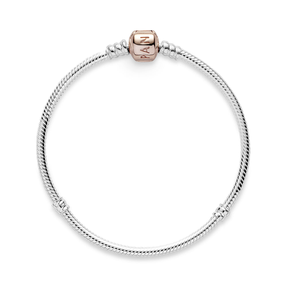 Silver bracelet with 14k Rose Gold-plated clasp