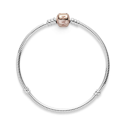 Silver bracelet with 14k Rose Gold-plated clasp