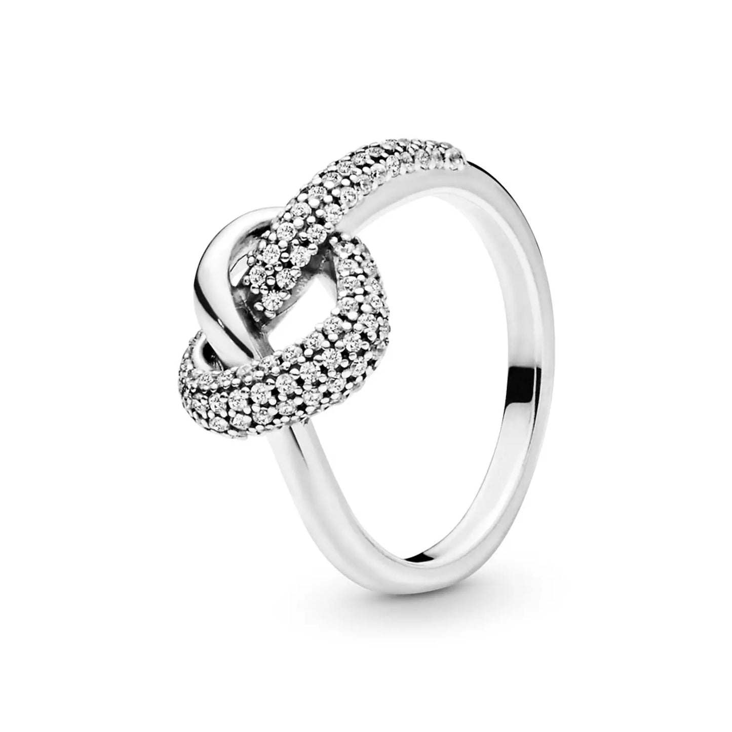 Knotted heart silver ring