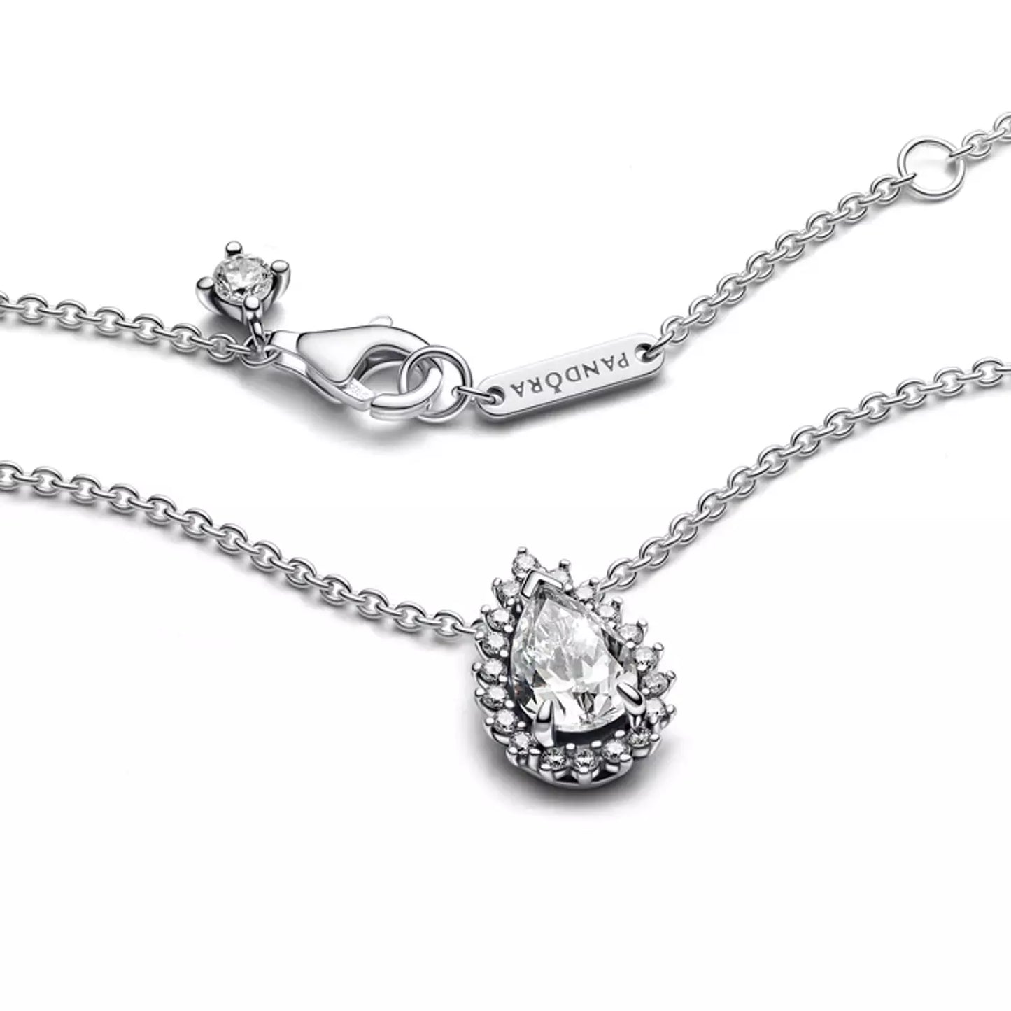 Sterling silver collier with clear cubic zirconia