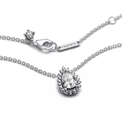 Sterling silver collier with clear cubic zirconia