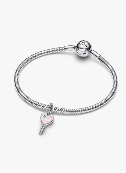 Opalescent Heart Key Dangle Charm