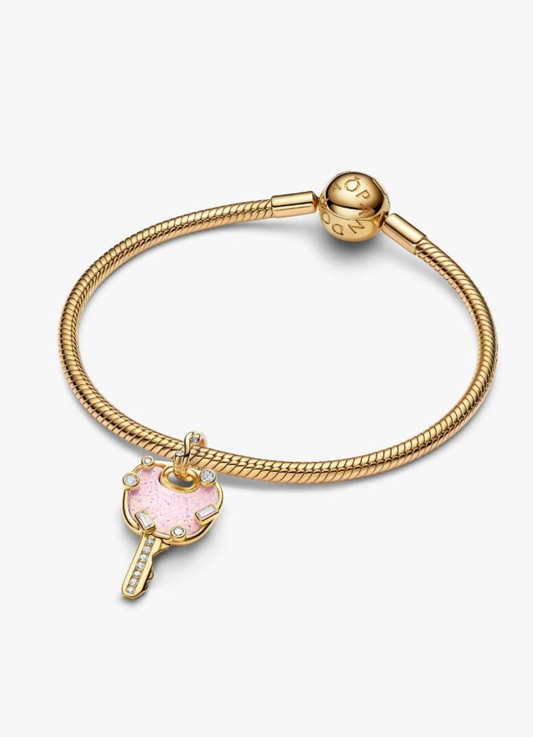 Opalescent Pink Love Key Large Dangle Charm