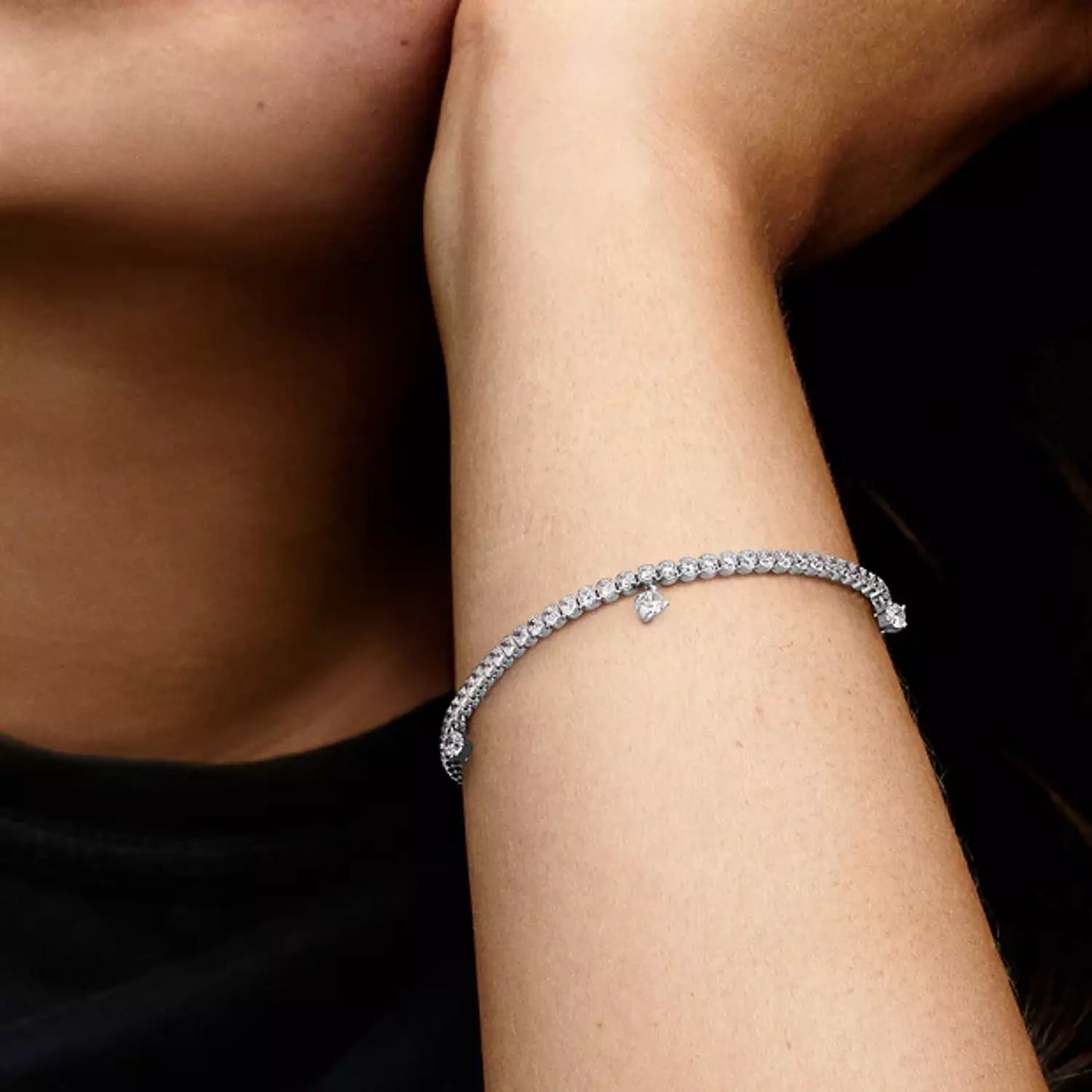 Sterling silver bracelet with clear cubic zirconia
