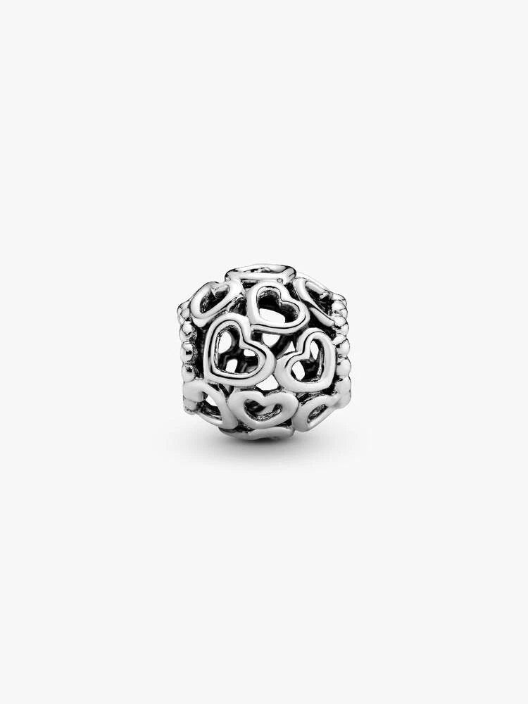 Pendant Bead 925 Sterling Silver All Over Hearts